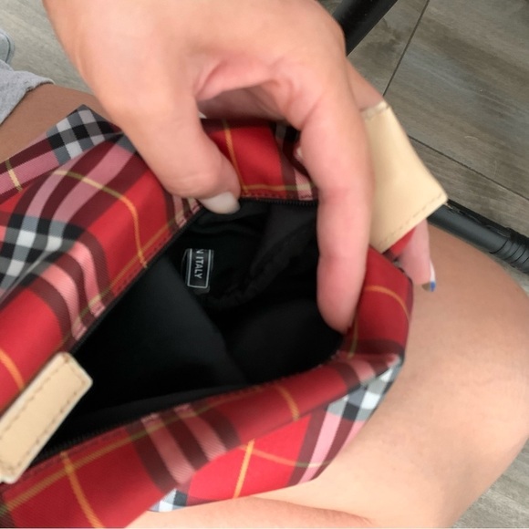 Vtg 90s Y2K Burberry rare Mini house Check snap handle handbag Red - Picture 5 of 9